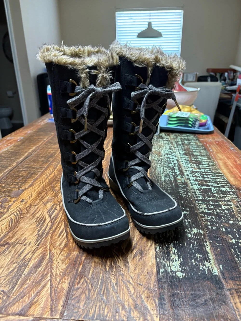 SOREL Sorel Tivoli High II Premium Black Suede Leather Fur Lined Tall Boots Sz 8
